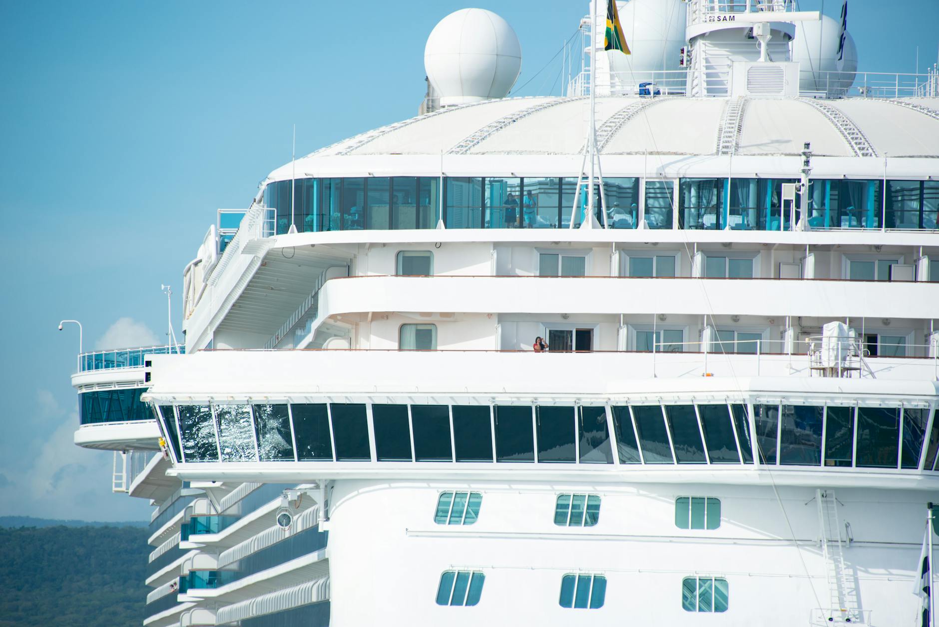 Large cruise ship on calm waters before the storm incident