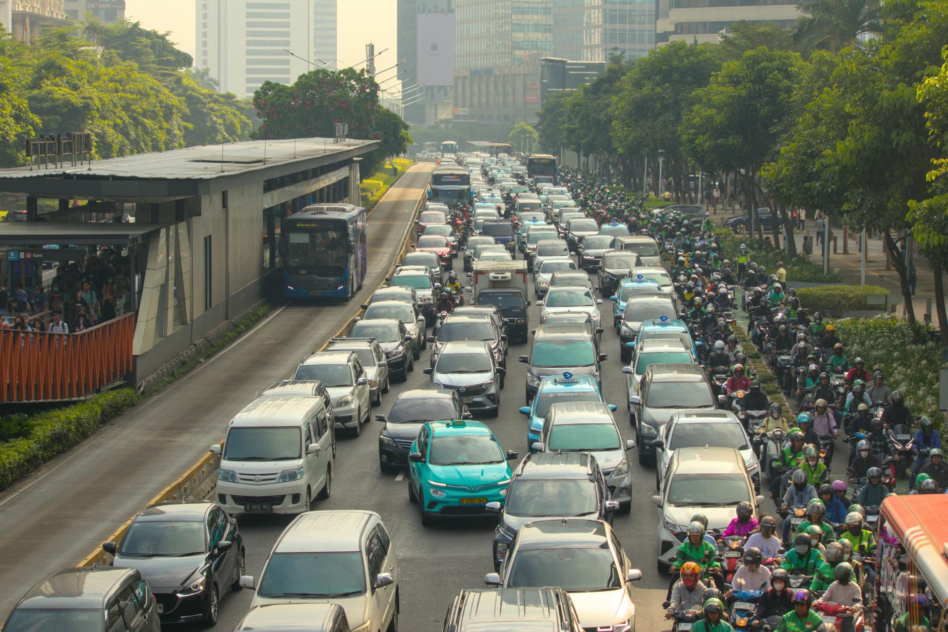 Heavy traffic on highway as vehicles evacuate during emergency situation