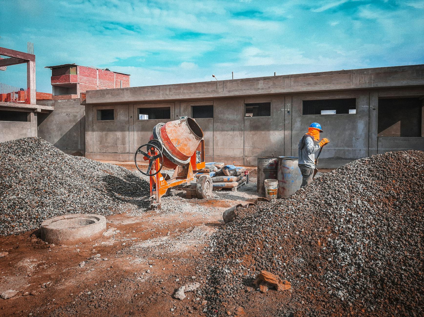 Large construction site showing urban development and infrastructure building