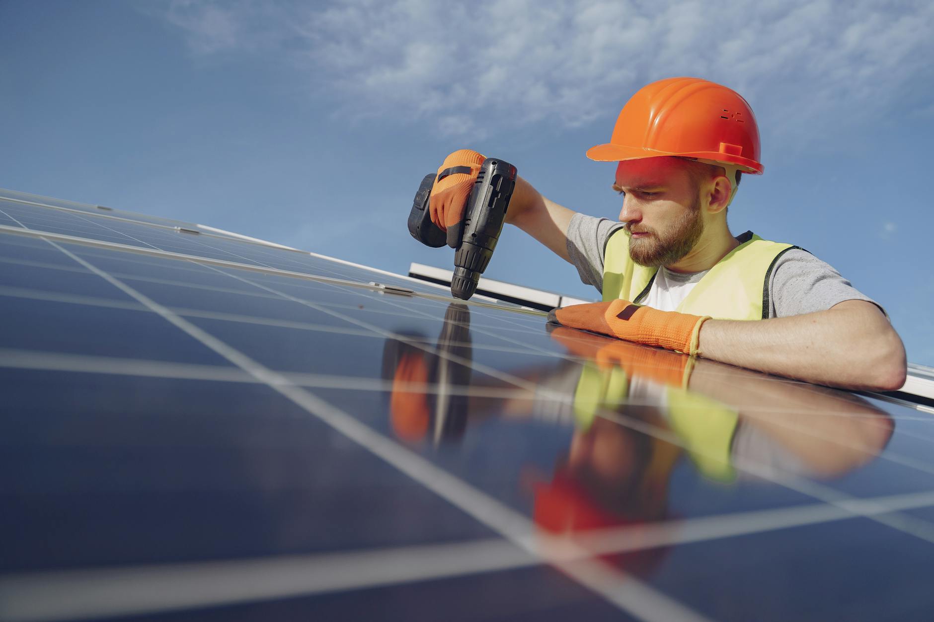 Large-scale solar panel installation for clean energy production