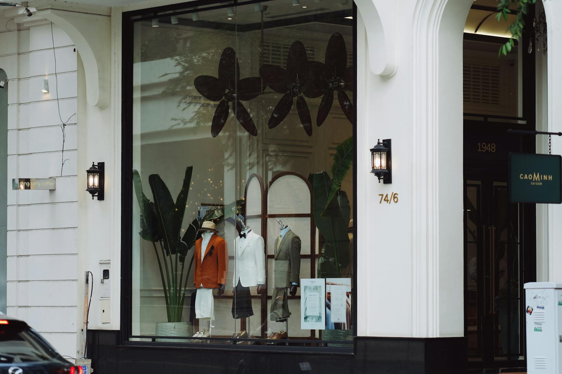 Exterior view of a modern retail storefront in a suburban shopping area