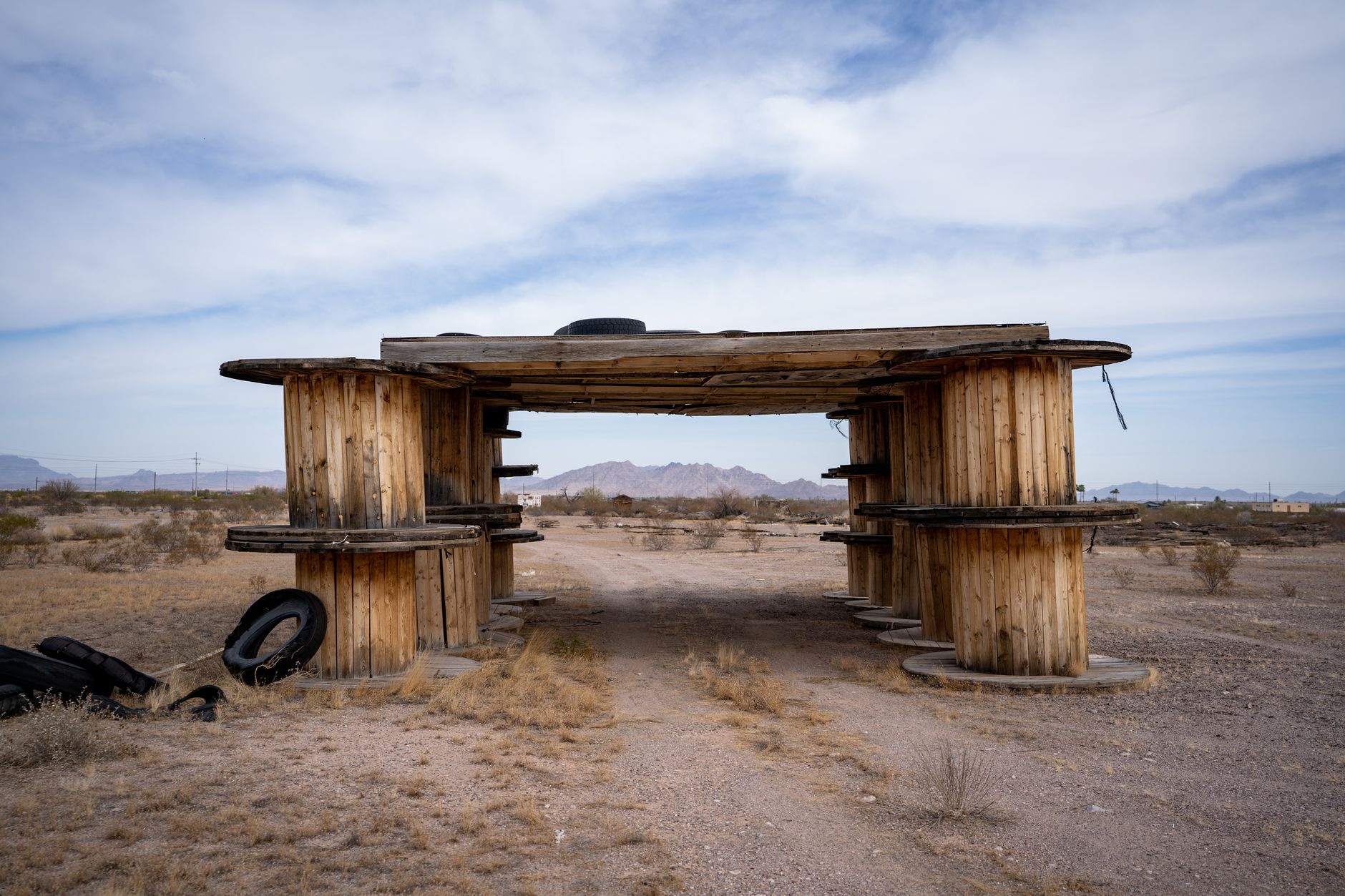 Large-scale industrial construction site in the Arizona desert landscape