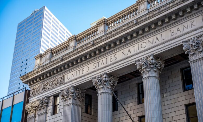 Exterior of a large financial institution building representing Goldman Sachs consumer banking retreat