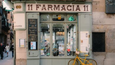 Exterior of a retail pharmacy storefront on a city street corner