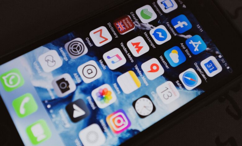 Smartphone screen showing app store interface with download icons