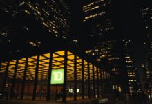 Modern bank headquarters building exterior representing major financial institution expansion