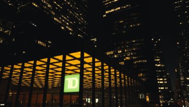Modern bank headquarters building exterior representing major financial institution expansion