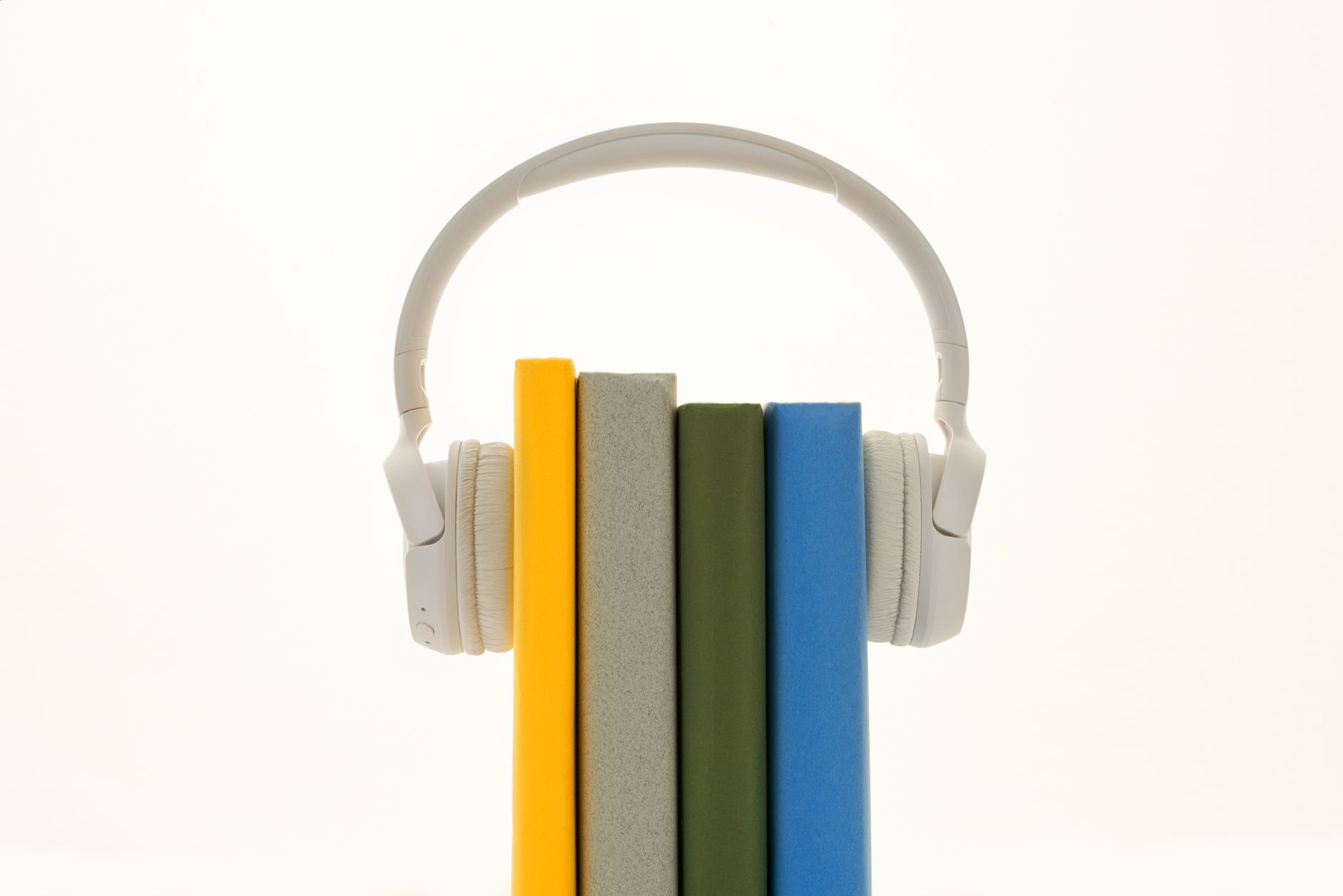 Row of audiobook titles displayed on a digital shelf or bookstore display